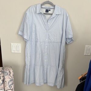 GAP Women’s Striped Light Blue Button Down Dress